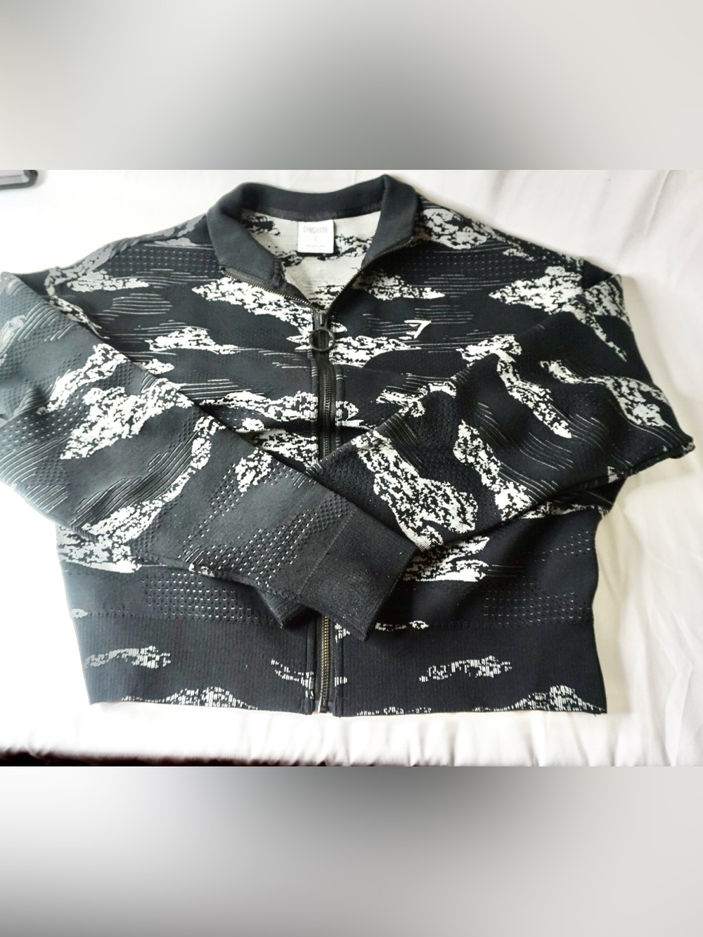 Gymshark Black & White Patterned Zip Jacket